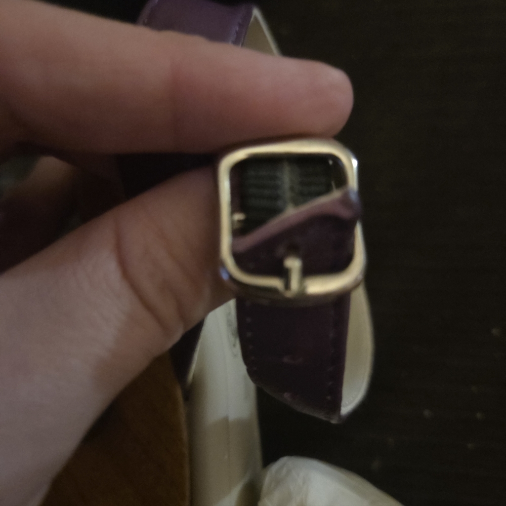 Lucky Lou Bang Purple Leather Boom Wedge Wood Heel Strap Sandal Nib Pinup 10 - Picture 10 of 11